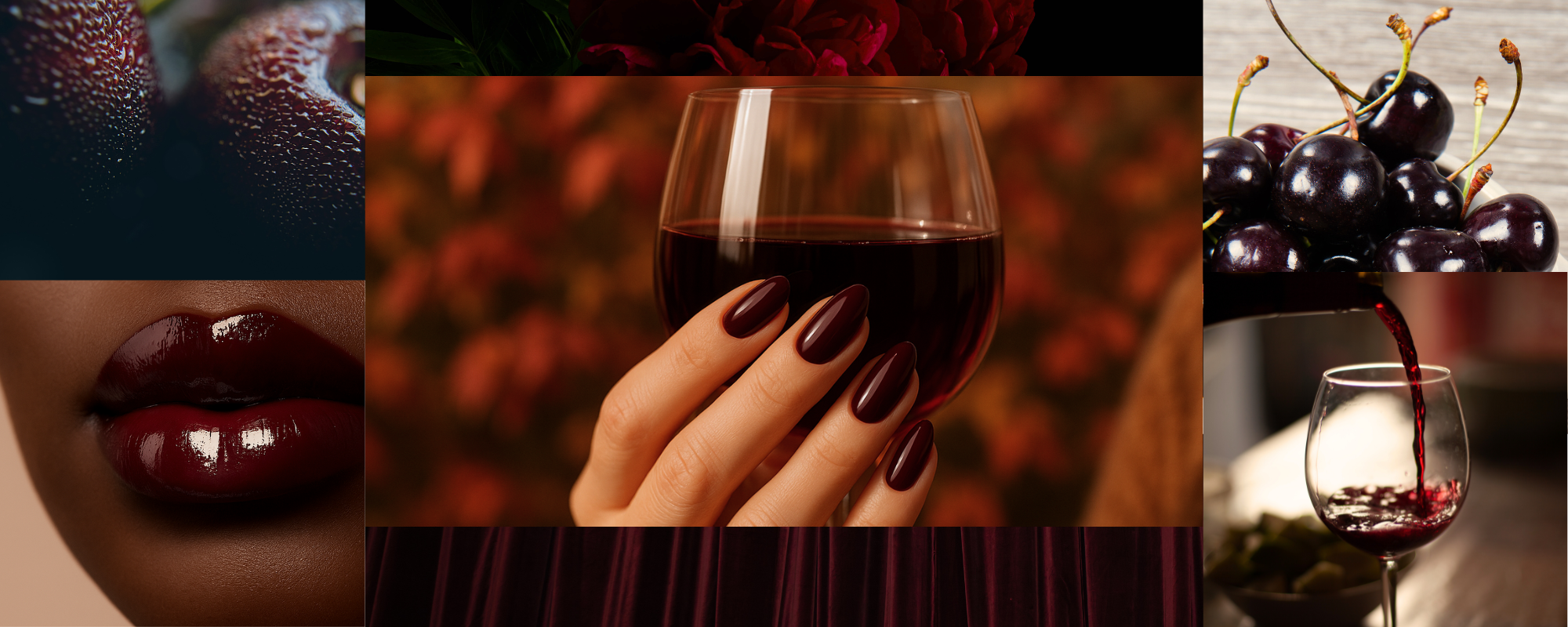 Black Cherry Nails und Lips – tiefer Rotton inspiriert von Kirschen und Rotwein, elegantes Herbst-Mood mit glossy Finish.