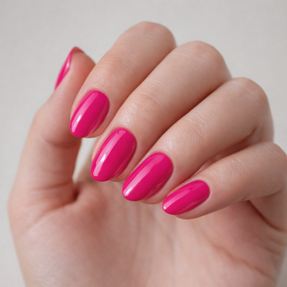 Gildra Dipping Powder Farbe in leuchtendem Pink auf Nägeln