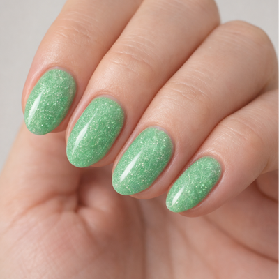 Jade Dipping Powder Farbe auf Nägeln